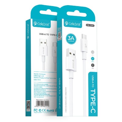 CELEBRAT καλώδιο USB-C σε USB CB-24C, 3A, 1.2m, λευκό