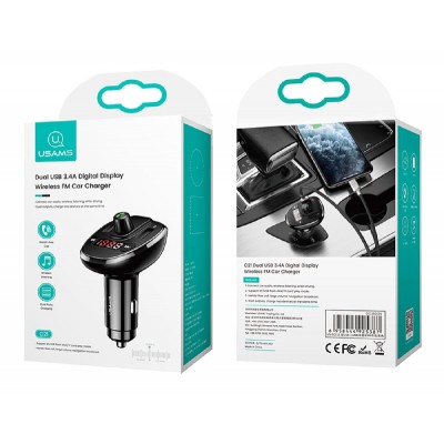 USAMS FM transmitter με οθόνη US-CC115, 2x USB, SD card, 3.4A, μαύρο USAMS FM transmitter με οθόνη US-CC115, 2x USB, SD card, 3.4A, μαύρο