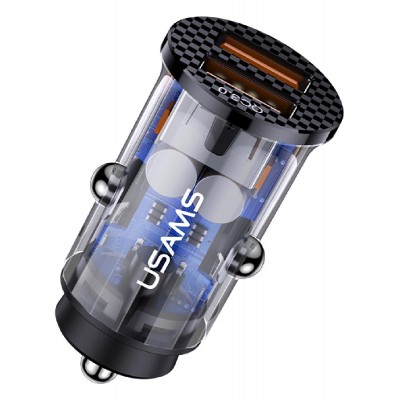 USAMS USB φορτιστής αυτοκινήτου US-CC122, 2x USB, 36W, διάφανος USAMS USB φορτιστής αυτοκινήτου US-CC122, 2x USB, 36W, διάφανος