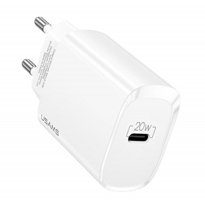 USAMS φορτιστής τοίχου US-CC131, 1x type-C, PD3.0 20W 3A, λευκός