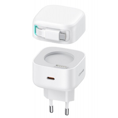 USAMS φορτιστής τοίχου US-CC202 με καλώδιο USB-C, USB-C, 35W GaN, λευκός USAMS φορτιστής τοίχου US-CC202 με καλώδιο USB-C, USB-C, 35W GaN, λευκός