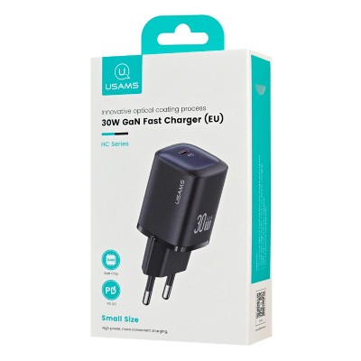 USAMS φορτιστής τοίχου US-CC251, USB-C, 30W, GaN, μαύρος USAMS φορτιστής τοίχου US-CC251, USB-C, 30W, GaN, μαύρος