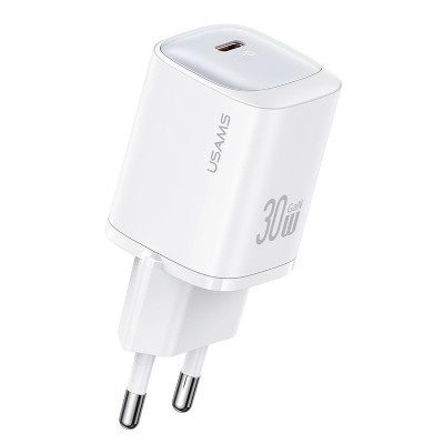 USAMS φορτιστής τοίχου US-CC251, USB-C, 30W, GaN, λευκός USAMS φορτιστής τοίχου US-CC251, USB-C, 30W, GaN, λευκός