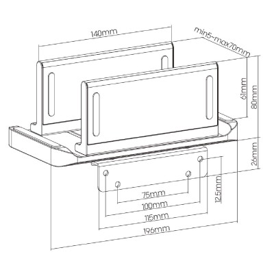 BRATECK βάση PC CPB-23, με vesa ή επιτραπέζια, ρυθμιζόμενο πλάτος, μαύρη BRATECK βάση PC CPB-23, με vesa ή επιτραπέζια, ρυθμιζόμενο πλάτος, μαύρη
