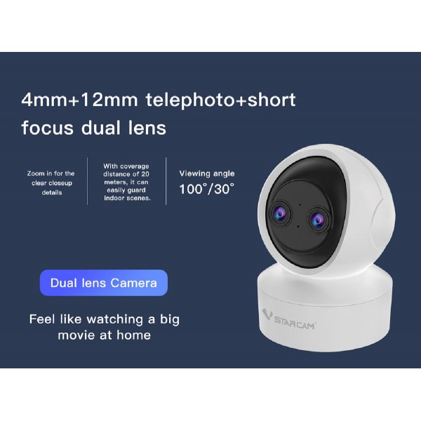 VSTARCAM smart κάμερα CS49D, 3MP, dual lens, WiFi, PTZ, SD VSTARCAM smart κάμερα CS49D, 3MP, dual lens, WiFi, PTZ, SD