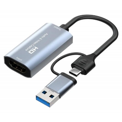 CABLETIME HDMI video capture CT-ACHC-AG, USB & USB-C, 4K/60Hz, γκρι CABLETIME HDMI video capture CT-ACHC-AG, USB & USB-C, 4K/60Hz, γκρι