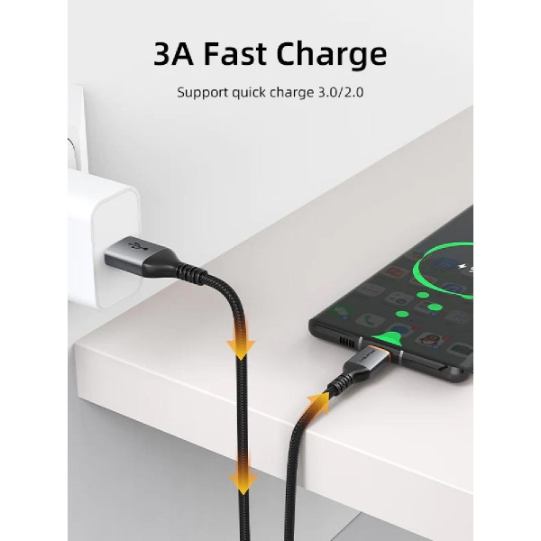 CABLETIME καλώδιο USB σε USB-C CT-AMCM3A, 3A, 2m, μαύρο