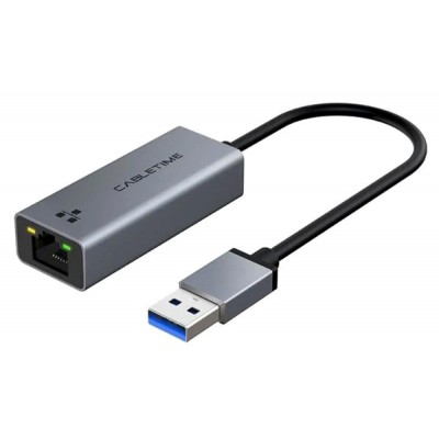 CABLETIME αντάπτορας USB σε RJ45 CT-AML1000, 1000Mbps, γκρι CABLETIME αντάπτορας USB σε RJ45 CT-AML1000, 1000Mbps, γκρι