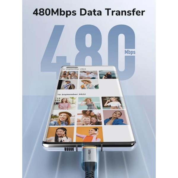CABLETIME καλώδιο USB-C CT-CM100, 100W PD, 2m, μαύρο CABLETIME καλώδιο USB-C CT-CM100, 100W PD, 2m, μαύρο