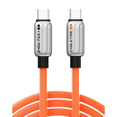 CABLETIME καλώδιο USB-C CT-CM240-ZSO1, 240W, 480Mbps, 1m, πορτοκαλί CABLETIME καλώδιο USB-C CT-CM240-ZSO1, 240W, 480Mbps, 1m, πορτοκαλί