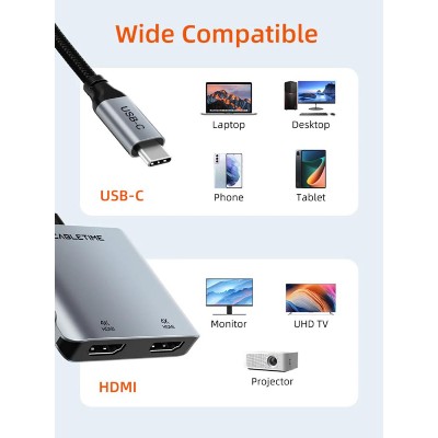 CABLETIME docking station CT-CM2H4K-AG, USB/USB-C/2x HDMI, 4K 100W, γκρι