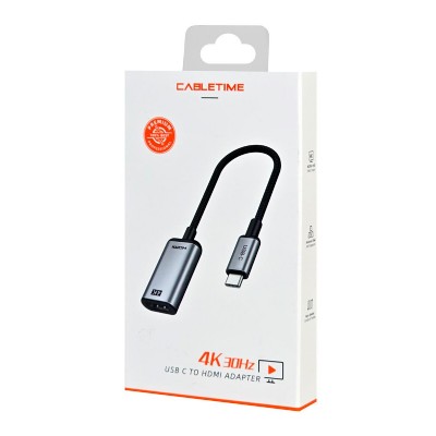 CABLETIME αντάπτορας USB-C σε HDMI CT-CMHF4K30-AG, 4K/30Hz, γκρι CABLETIME αντάπτορας USB-C σε HDMI CT-CMHF4K30-AG, 4K/30Hz, γκρι