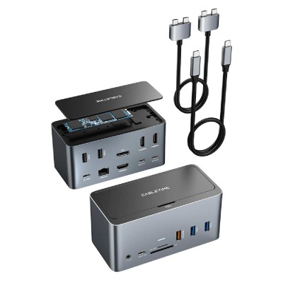 CABLETIME docking station DOCK162-AG2, θήκη SSD, 15 θύρες, 4K 100W, γκρι CABLETIME docking station DOCK162-AG2, θήκη SSD, 15 θύρες, 4K 100W, γκρι