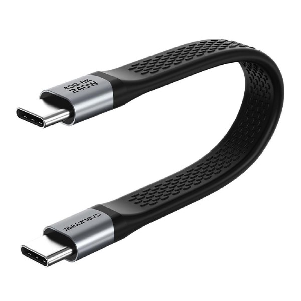 CABLETIME καλώδιο USB-C CT-FU4-AG, flat, 240W, 40Gbps, 8K/60Hz, USB4, 0.15m, μαύρο CABLETIME καλώδιο USB-C CT-FU4-AG, flat, 240W, 40Gbps, 8K/60Hz, USB4, 0.15m, μαύρο