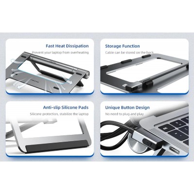 CABLETIME docking station CT-HUBS7-AG με βάση laptop, 8 θυρών, γκρι CABLETIME docking station CT-HUBS7-AG με βάση laptop, 8 θυρών, γκρι