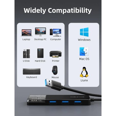 CABLETIME USB hub CT-HUBT2-PB, 4x θυρών, 5Gbps, 1m, μαύρο CABLETIME USB hub CT-HUBT2-PB, 4x θυρών, 5Gbps, 1m, μαύρο