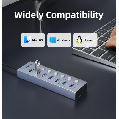 CABLETIME USB hub CT-HUBU7-AG, 7x θυρών, 5Gbps, USB σύνδεση, 1m, γκρι CABLETIME USB hub CT-HUBU7-AG, 7x θυρών, 5Gbps, USB σύνδεση, 1m, γκρι