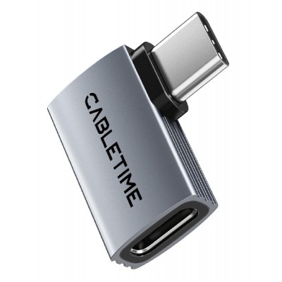 CABLETIME αντάπτορας USB-C CT-OTG41-AG, γωνιακός, USB4, 240W, 40Gbps, 8K, γκρι CABLETIME αντάπτορας USB-C CT-OTG41-AG, γωνιακός, USB4, 240W, 40Gbps, 8K, γκρι