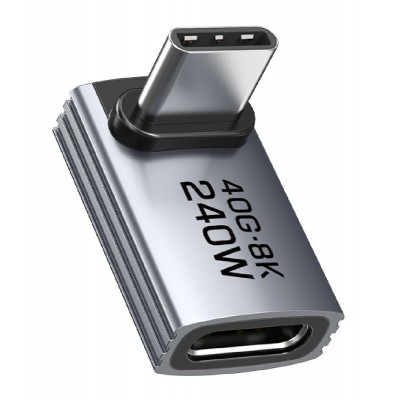 CABLETIME αντάπτορας USB-C CT-OTG42-AG, γωνιακός, USB4, 240W, 40Gbps, 8K, γκρι CABLETIME αντάπτορας USB-C CT-OTG42-AG, γωνιακός, USB4, 240W, 40Gbps, 8K, γκρι