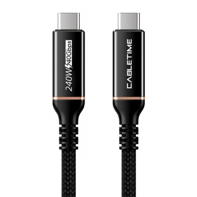 CABLETIME καλώδιο USB-C σε USB-C CT-USB4, 240W, 40Gbps, 8K/60Hz, USB4, 1m, μαύρο CABLETIME καλώδιο USB-C σε USB-C CT-USB4, 240W, 40Gbps, 8K/60Hz, USB4, 1m, μαύρο