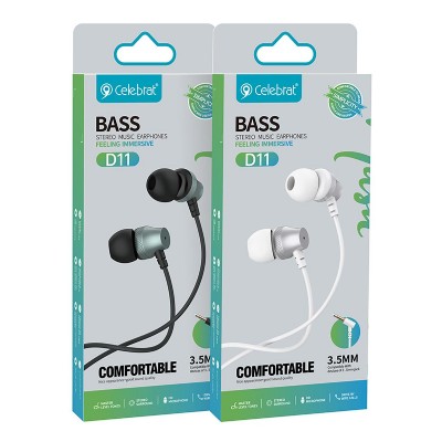 CELEBRAT earphones με μικρόφωνο D11, 3.5mm, 1.2m, μαύρα CELEBRAT earphones με μικρόφωνο D11, 3.5mm, 1.2m, μαύρα