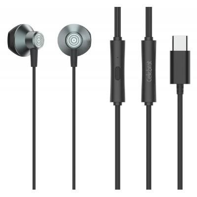 CELEBRAT earphones με μικρόφωνο D14, USB-C, 1.2m, μαύρα CELEBRAT earphones με μικρόφωνο D14, USB-C, 1.2m, μαύρα