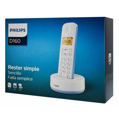 PHILIPS ασύρματο τηλέφωνο D1601S-34, με ελληνικό μενού, λευκό-μπλε PHILIPS ασύρματο τηλέφωνο D1601S-34, με ελληνικό μενού, λευκό-μπλε