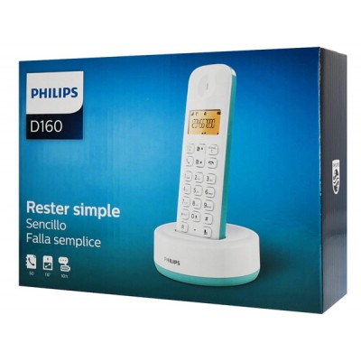 PHILIPS ασύρματο τηλέφωνο D1601T-34, με ελληνικό μενού, λευκό-πράσινο PHILIPS ασύρματο τηλέφωνο D1601T-34, με ελληνικό μενού, λευκό-πράσινο