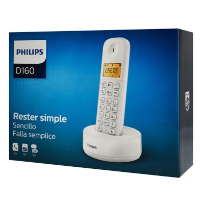 PHILIPS ασύρματο τηλέφωνο D1601W-34, με ελληνικό μενού, λευκό PHILIPS ασύρματο τηλέφωνο D1601W-34, με ελληνικό μενού, λευκό