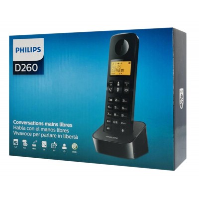 PHILIPS ασύρματο τηλέφωνο D2601B-34, με ελληνικό μενού, μαύρο PHILIPS ασύρματο τηλέφωνο D2601B-34, με ελληνικό μενού, μαύρο
