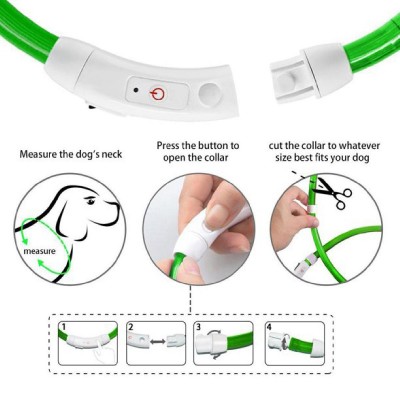 Περιλαίμιο σκύλου DA269 με LED φωτισμό, 70cm, επαναφορτιζόμενο, πράσινο Περιλαίμιο σκύλου DA269 με LED φωτισμό, 70cm, επαναφορτιζόμενο, πράσινο