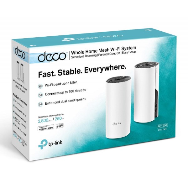 TP-LINK Home Mesh Wi-Fi System Deco M4, AC1200, Ver. 2.0, 2τμχ TP-LINK Home Mesh Wi-Fi System Deco M4, AC1200, Ver. 2.0, 2τμχ