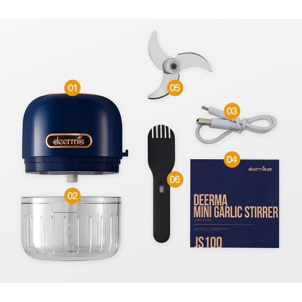 DEERMA πολυκόφτης JS100, με μπαταρία, 150ml, 40W, 3 λεπίδες, μπλε DEERMA πολυκόφτης JS100, με μπαταρία, 150ml, 40W, 3 λεπίδες, μπλε