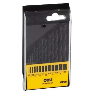 DELI σετ τρυπάνια DH-MHZ013-ED1 για σίδηρο HSS, 1.5-6.5mm DIN 338, 13τμχ DELI σετ τρυπάνια DH-MHZ013-ED1 για σίδηρο HSS, 1.5-6.5mm DIN 338, 13τμχ