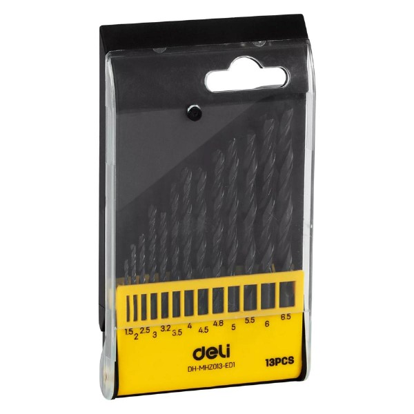 DELI σετ τρυπάνια DH-MHZ013-ED1 για σίδηρο HSS, 1.5-6.5mm DIN 338, 13τμχ DELI σετ τρυπάνια DH-MHZ013-ED1 για σίδηρο HSS, 1.5-6.5mm DIN 338, 13τμχ