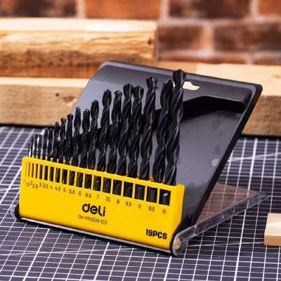 DELI σετ τρυπάνια DH-MHZ019-ED1 για σίδηρο HSS, 1-10mm, DIN 338, 19τμχ DELI σετ τρυπάνια DH-MHZ019-ED1 για σίδηρο HSS, 1-10mm, DIN 338, 19τμχ