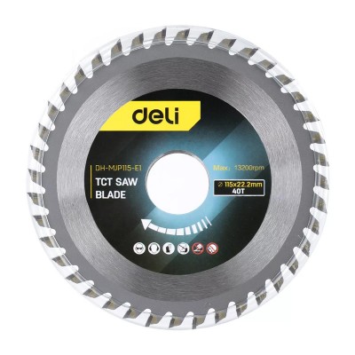DELI δίσκος κοπής ξύλου DH-MJP115-E1, 40 δόντια, 115mm, 13200rpm DELI δίσκος κοπής ξύλου DH-MJP115-E1, 40 δόντια, 115mm, 13200rpm