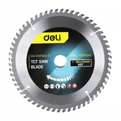 DELI δίσκος κοπής ξύλου DH-MJP185-E1, 60 δόντια, 185mm, 8200rpm DELI δίσκος κοπής ξύλου DH-MJP185-E1, 60 δόντια, 185mm, 8200rpm