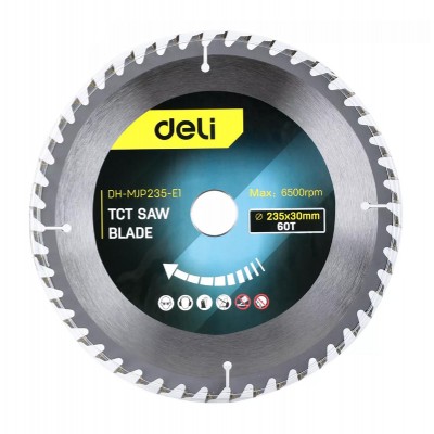 DELI δίσκος κοπής ξύλου DH-MJP235-E1, 60 δόντια, 235mm, 6500rpm DELI δίσκος κοπής ξύλου DH-MJP235-E1, 60 δόντια, 235mm, 6500rpm