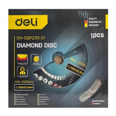 DELI δίσκος κοπής διαμαντέ DH-SQP230-E1, δομικών υλικών, 230mm, 6600rpm DELI δίσκος κοπής διαμαντέ DH-SQP230-E1, δομικών υλικών, 230mm, 6600rpm
