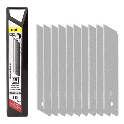 DELI ανταλλακτικές λεπίδες DL-DPJ09B για κοπίδι, 18mm, 10τμχ DELI ανταλλακτικές λεπίδες DL-DPJ09B για κοπίδι, 18mm, 10τμχ
