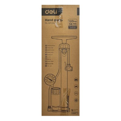 DELI τρόμπα χειρός DL-QT002 με μανόμετρο, 120PSI, μαύρη DELI τρόμπα χειρός DL-QT002 με μανόμετρο, 120PSI, μαύρη