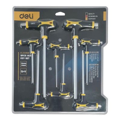 DELI σετ κλειδιά Allen DL233108, τύπου Ταφ, 2-10mm, Cr-V, 8τμχ DELI σετ κλειδιά Allen DL233108, τύπου Ταφ, 2-10mm, Cr-V, 8τμχ