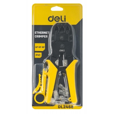 DELI εργαλείο πτύχωσης με απογυμνωτή καλωδίων RJ45/12/11 DL2468, 8+6+4P DELI εργαλείο πτύχωσης με απογυμνωτή καλωδίων RJ45/12/11 DL2468, 8+6+4P