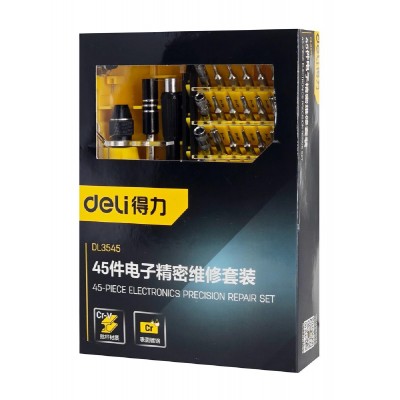 DELI σετ κατσαβίδι ακριβείας DL3545 με 42 μύτες, με θήκη, 45τμχ DELI σετ κατσαβίδι ακριβείας DL3545 με 42 μύτες, με θήκη, 45τμχ