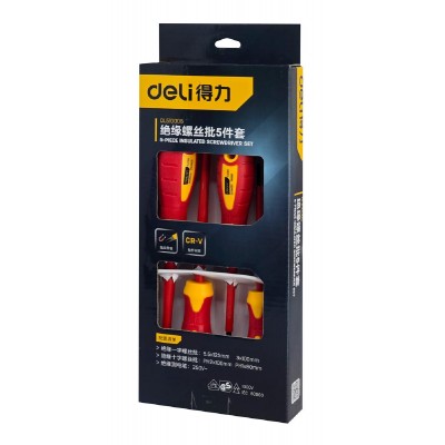 DELI σετ κατσαβίδια ηλεκτρολόγου DL510005 με μόνωση 1000V, 5τμχ DELI σετ κατσαβίδια ηλεκτρολόγου DL510005 με μόνωση 1000V, 5τμχ