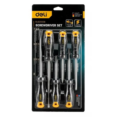 DELI σετ κατσαβίδια DL620006, 3x ίσια & 3x σταυρωτά, μαγνητικά, 6τμχ DELI σετ κατσαβίδια DL620006, 3x ίσια & 3x σταυρωτά, μαγνητικά, 6τμχ