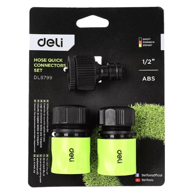 DELI σετ σύνδεσμοι λάστιχων νερού DL8799, 1/2" & 3/4", 3τμχ DELI σετ σύνδεσμοι λάστιχων νερού DL8799, 1/2" & 3/4", 3τμχ