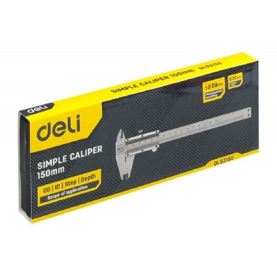 DELI παχύμετρο ακριβείας DL92150 με θήκη μεταφοράς, 150mm, ασημί DELI παχύμετρο ακριβείας DL92150 με θήκη μεταφοράς, 150mm, ασημί