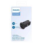 PHILIPS φορτιστής αυτοκινήτου DLP2520-00, 2x USB, 3.1A 15.5W, μαύρος